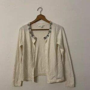Chic White Embellished Cardigan